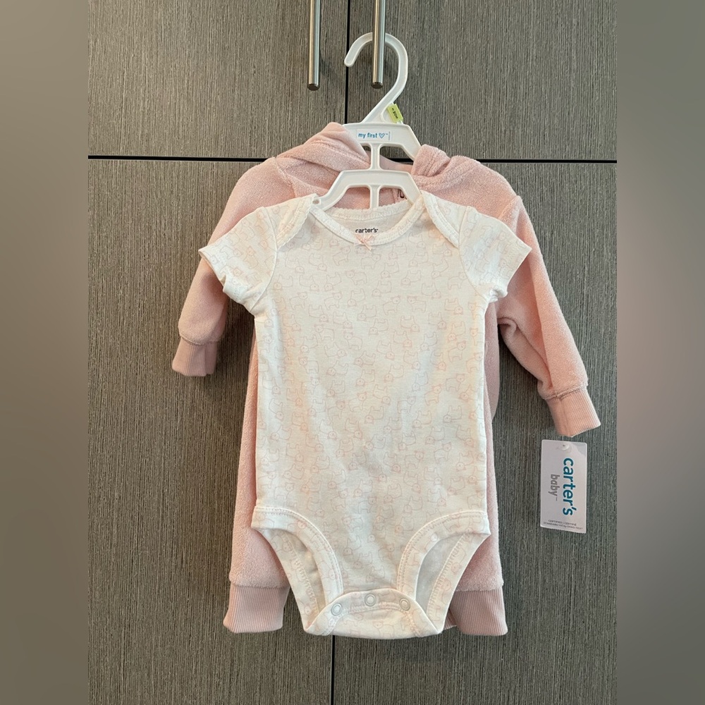 Carter's Pink Hoodie and White Bodysuit Set